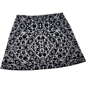 Abercrombie & Fitch Knit Mini Skirt Medium Black White Jacquard Geometric Damask